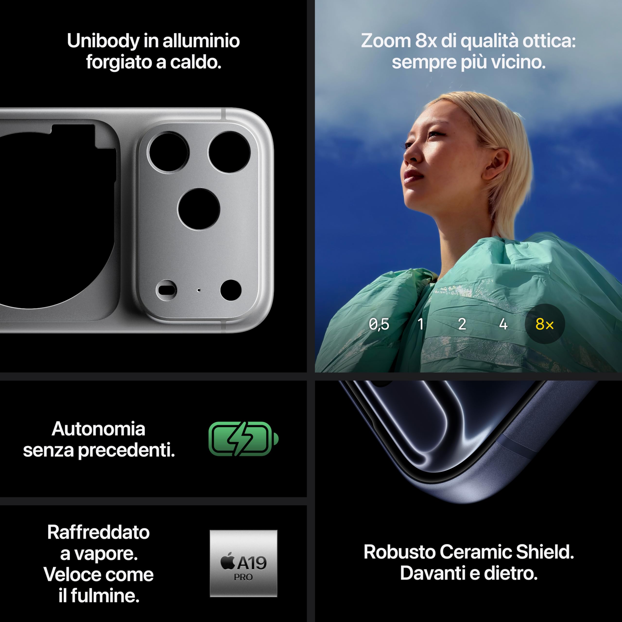 Apple iPhone 17 Pro 256 GB: display 6,3", ProMotion fino a 120Hz, chip A19 Pro, autonomia senza precedenti, sistema di fotocamere Pro Fusion con fotocamera frontale Center Stage; Blu profondo